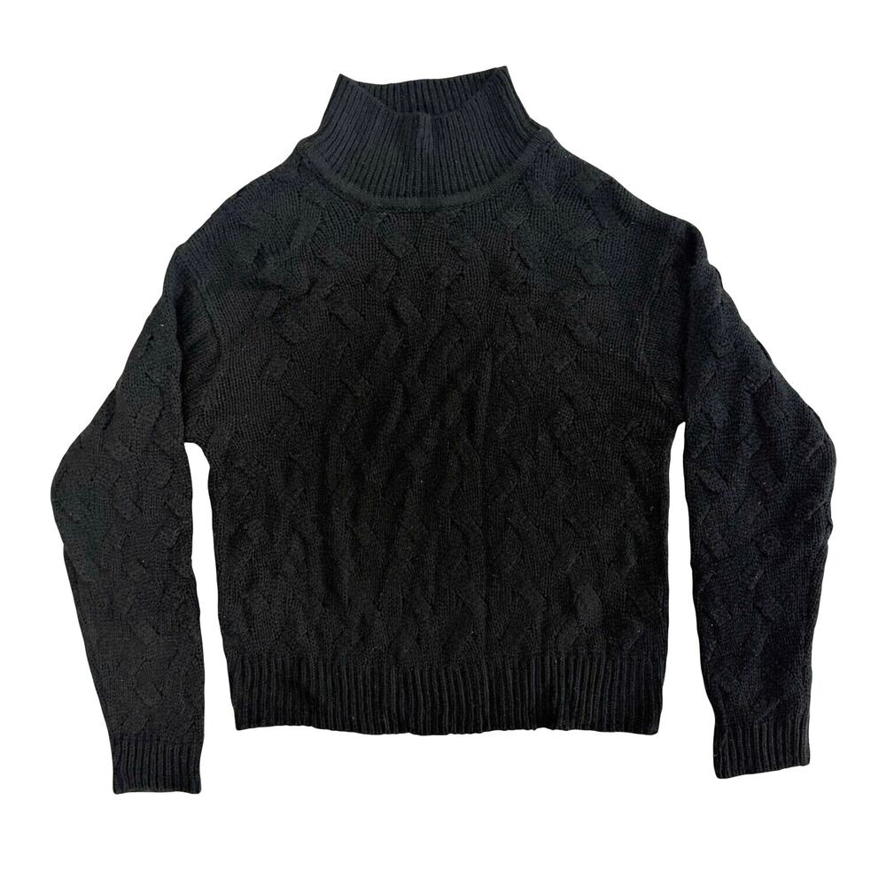 Joe Boxer Black Cable-Knit Turtleneck Sweater Size L